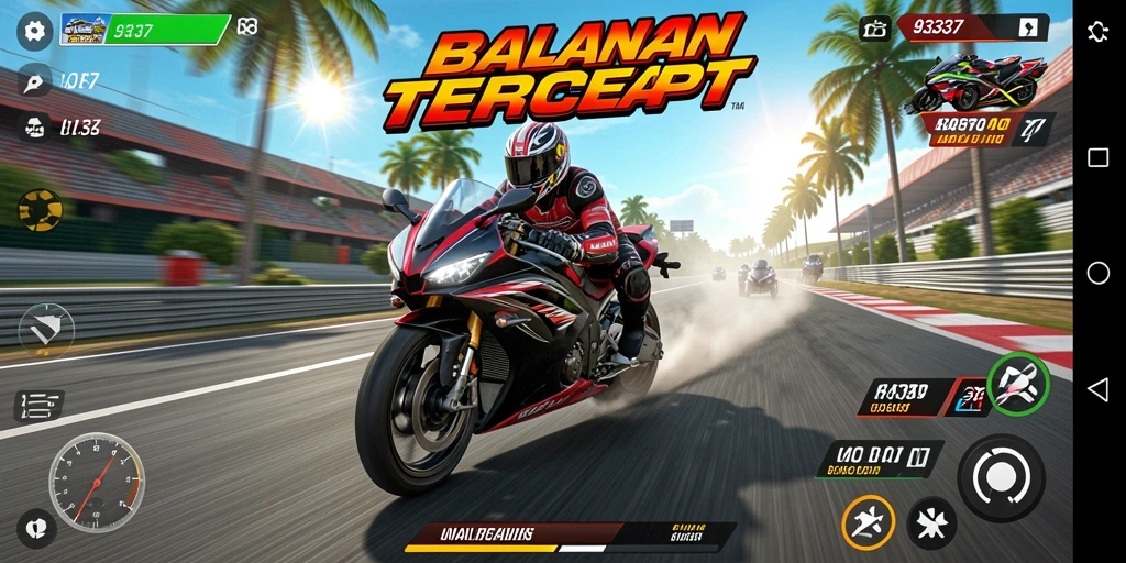 Screenshot utama 93337 menampilkan balapan motor yang mendebarkan dan grafik berkualitas tinggi.