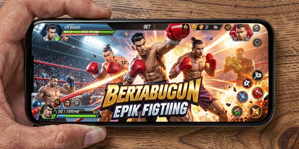 Gameplay seru di 9ET dengan pertarungan karakter unik.