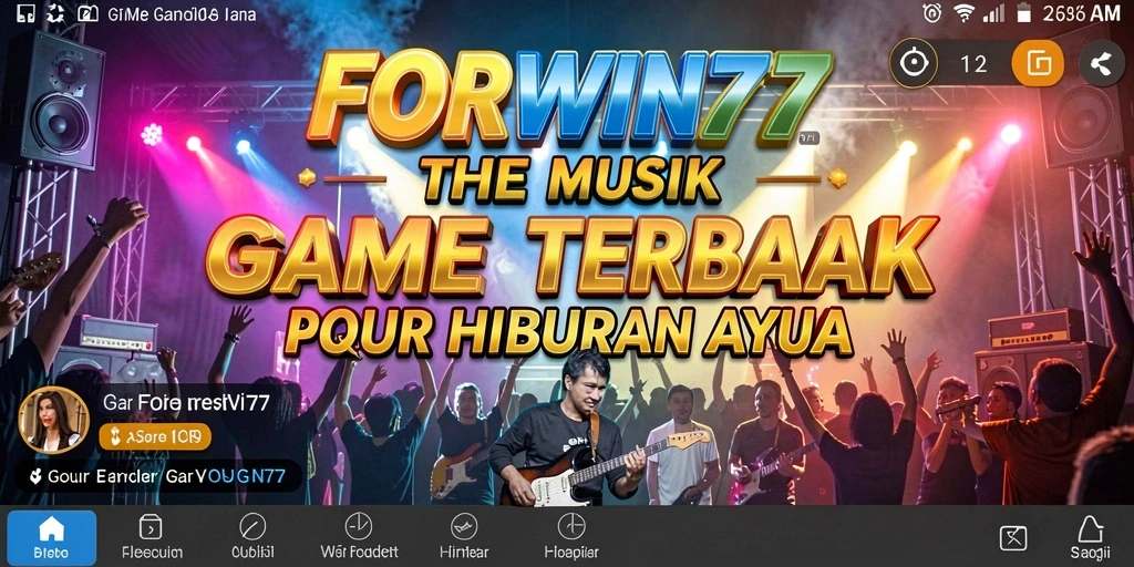 Tampilan gameplay <strong>FORWIN77</strong> menampilkan pengguna yang bersenang-senang memainkan alat musik.