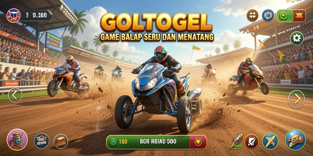 Gameplay seru GOLTOGEL dengan balapan mobil mendebarkan.
