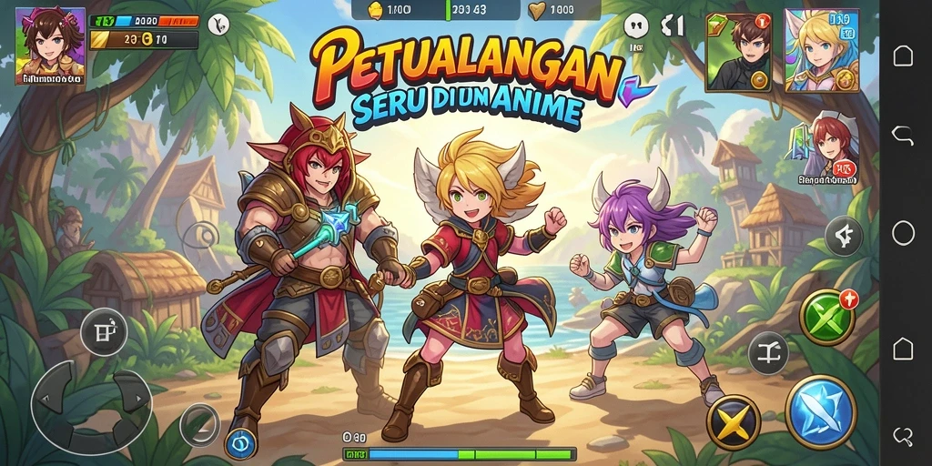 Tampilan gameplay seru HO3 dengan karakter anime yang dinamis.