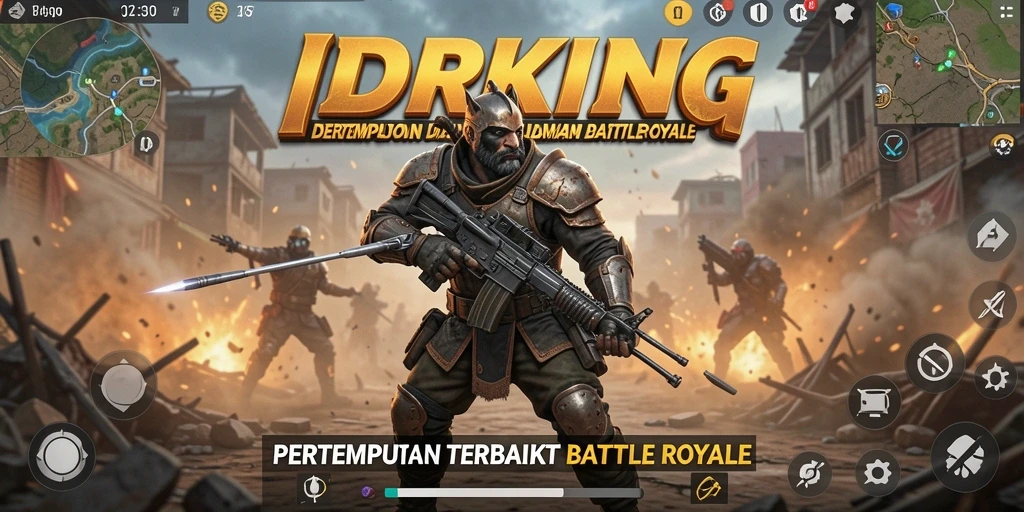 Tangkapan layar IDRKING menampilkan aksi seru pertempuran Battle Royale.