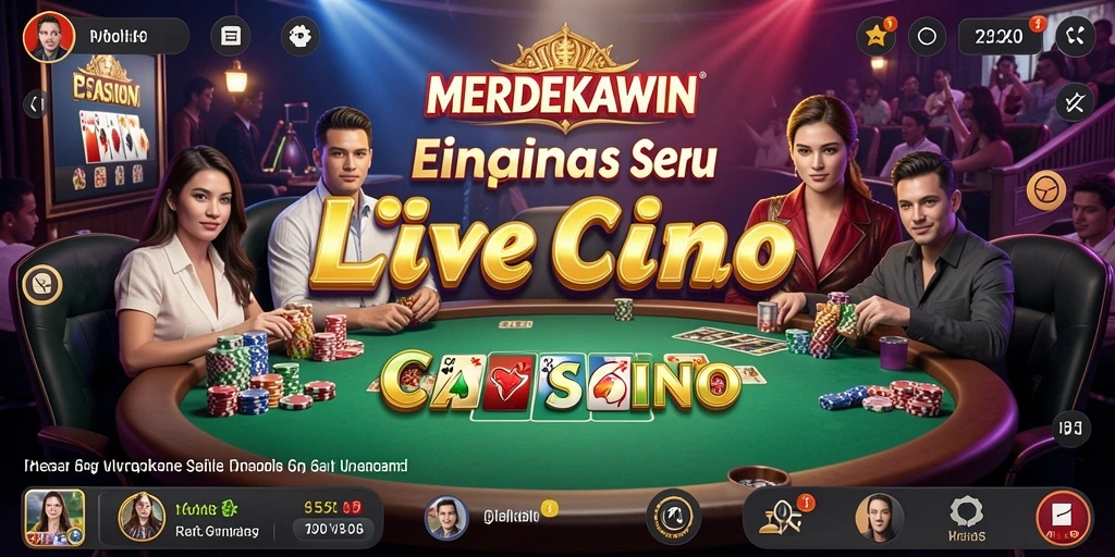 Screenshot gameplay MERDEKAWIN dengan dealer live yang interaktif.