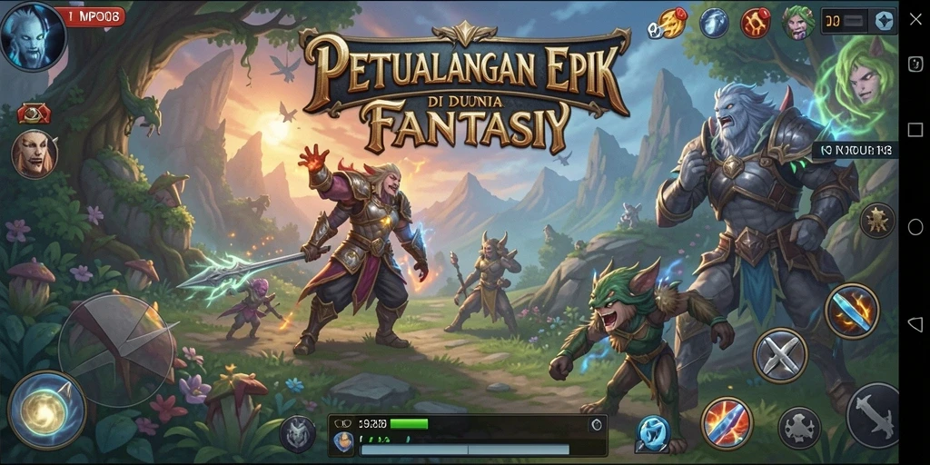 Screenshot utama MPO08 menunjukkan aksi pertempuran seru dalam dunia MMORPG.