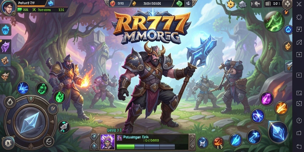 Screenshot gameplay RR777 yang menampilkan aksi bertempur dalam dunia MMORPG.