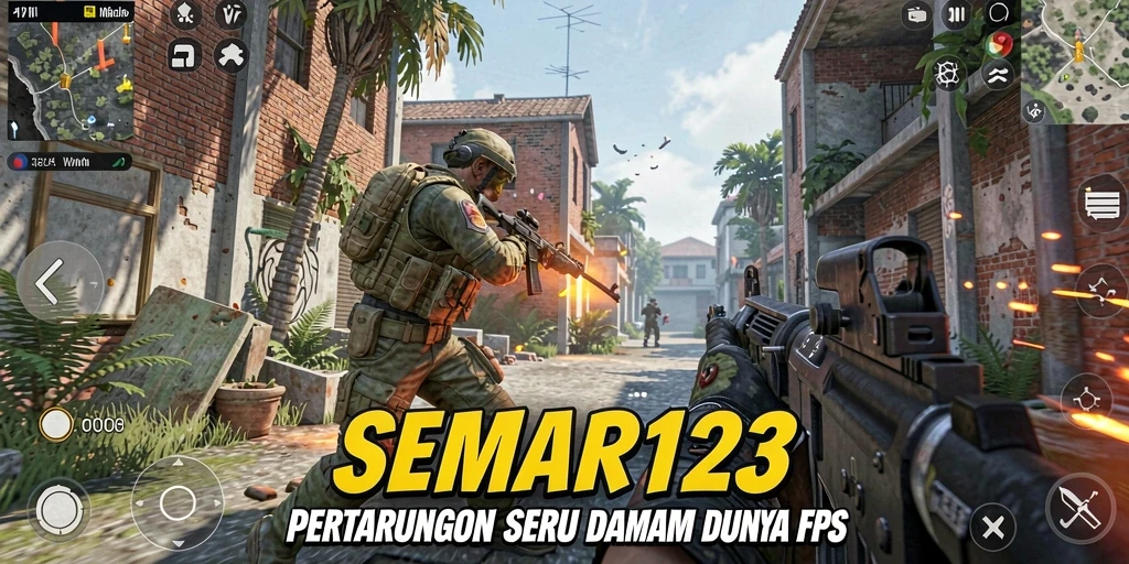 Screenshot SEMAR123 menampilkan aksi tembak-menembak yang intens dalam setting FPS.