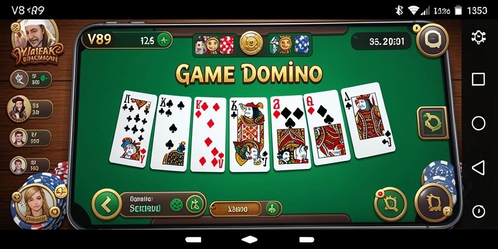 Screenshot gameplay V89 yang menunjukkan aksi seru bermain Domino.
