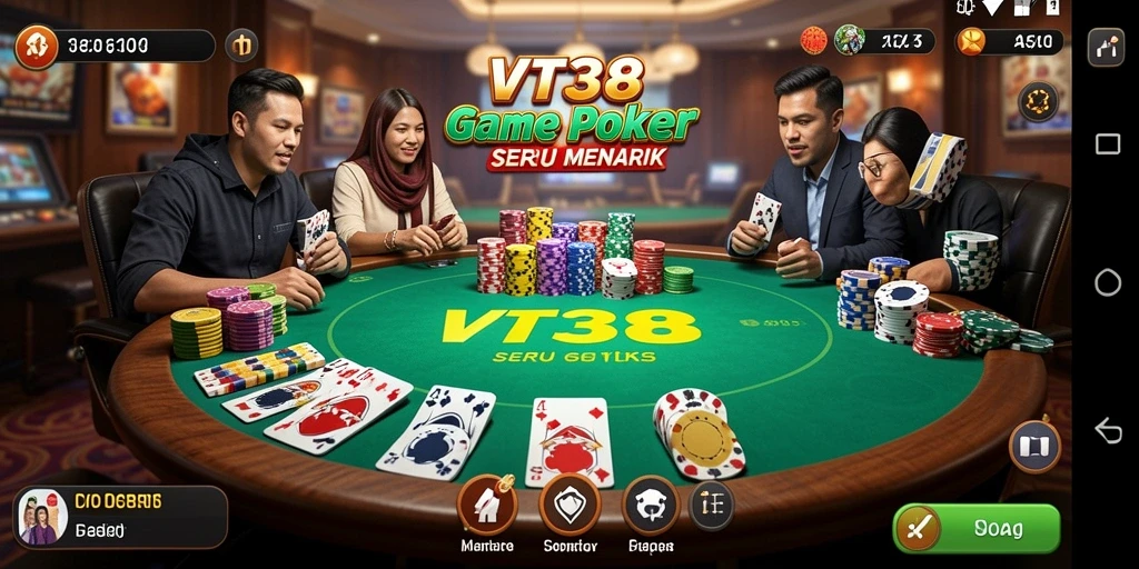 Tampilan gameplay seru di VT38 yang menampilkan aksi poker.